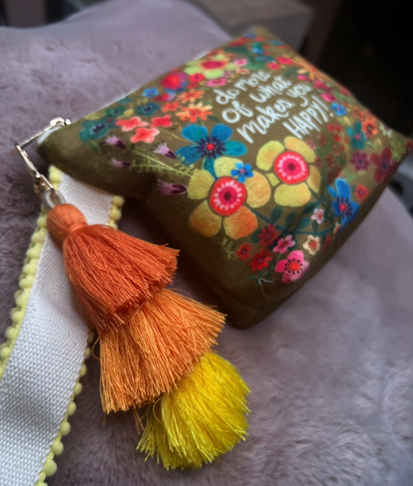 Kosmetiktasche Floral Gelb